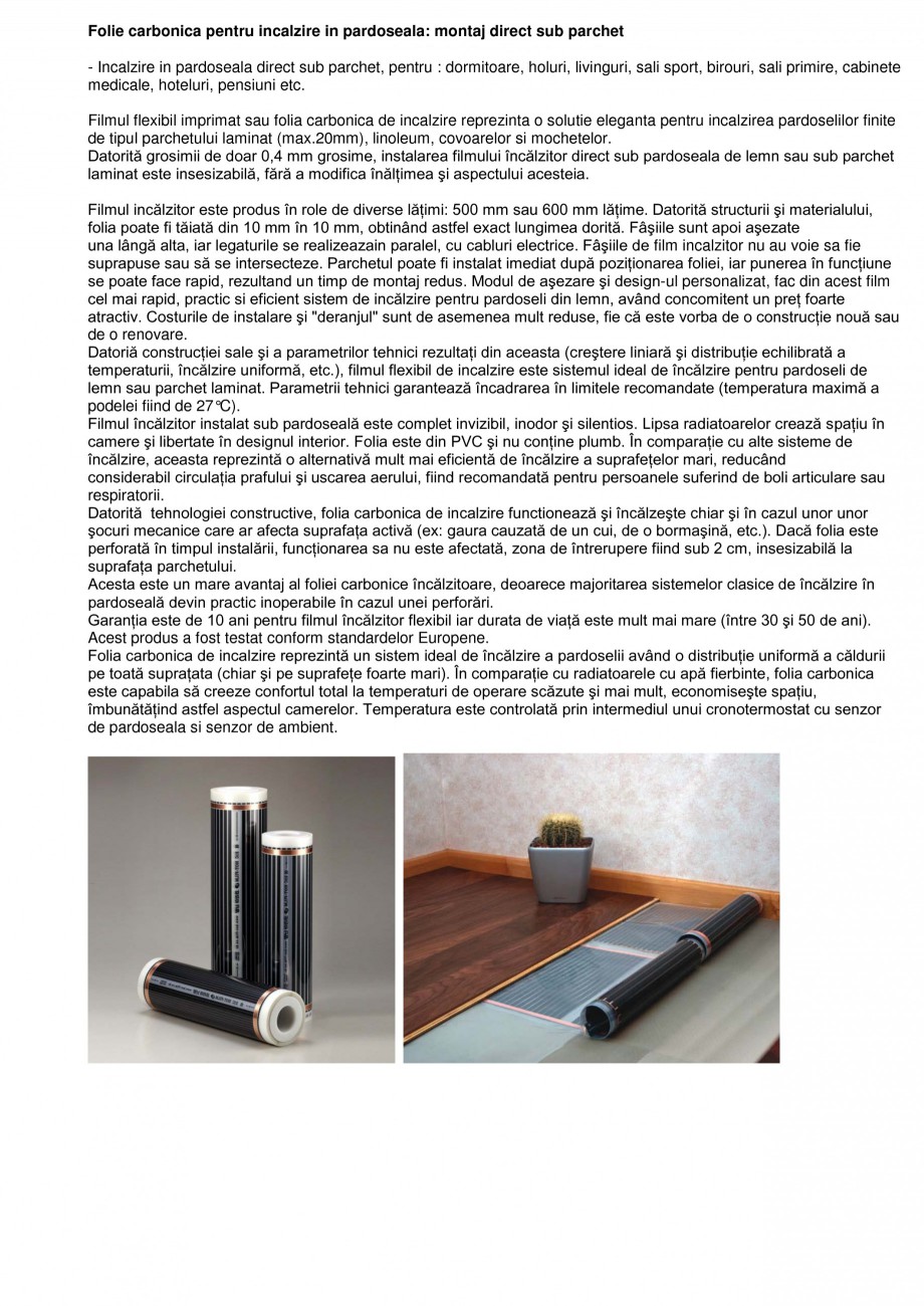 Pagina 1-Folie carbonica pentru incalzire in pardoseala FENIX ECOFILM Catalog, brosura Romana Folie carbonica...