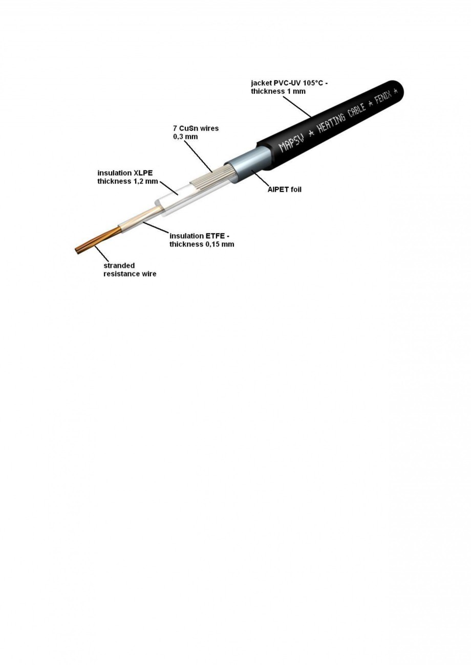 Pagina 2-Cablu incalzitor pentru degivrare FENIX MAPSV Fisa tehnica Engleza  Black MARKINGS: HEATING CABLE * ...