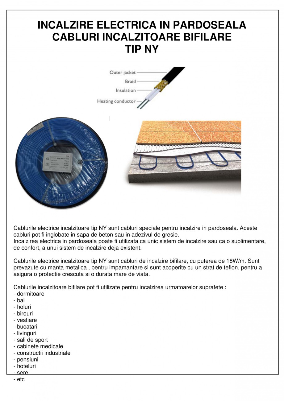 Cabluri Electrice Incalzitoare Ebeco Ny Fisa Tehnica Romana
