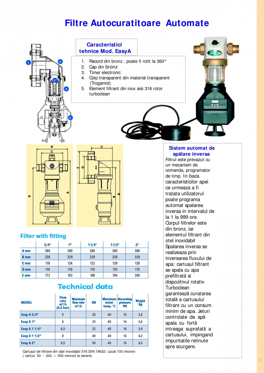 Pagina 2-Filtre de apa pentru uz casnic si industrial NOBEL EASY A, EASY TECHNO, EASY A TECHNO, EASYMAX,...