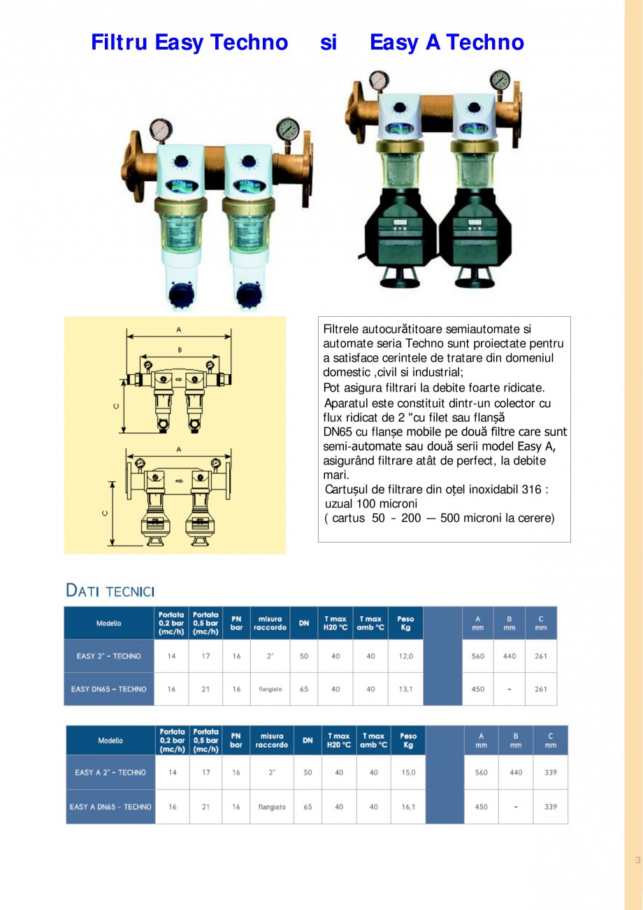 Pagina 3-Filtre de apa pentru uz casnic si industrial NOBEL EASY A, EASY TECHNO, EASY A TECHNO, EASYMAX,...