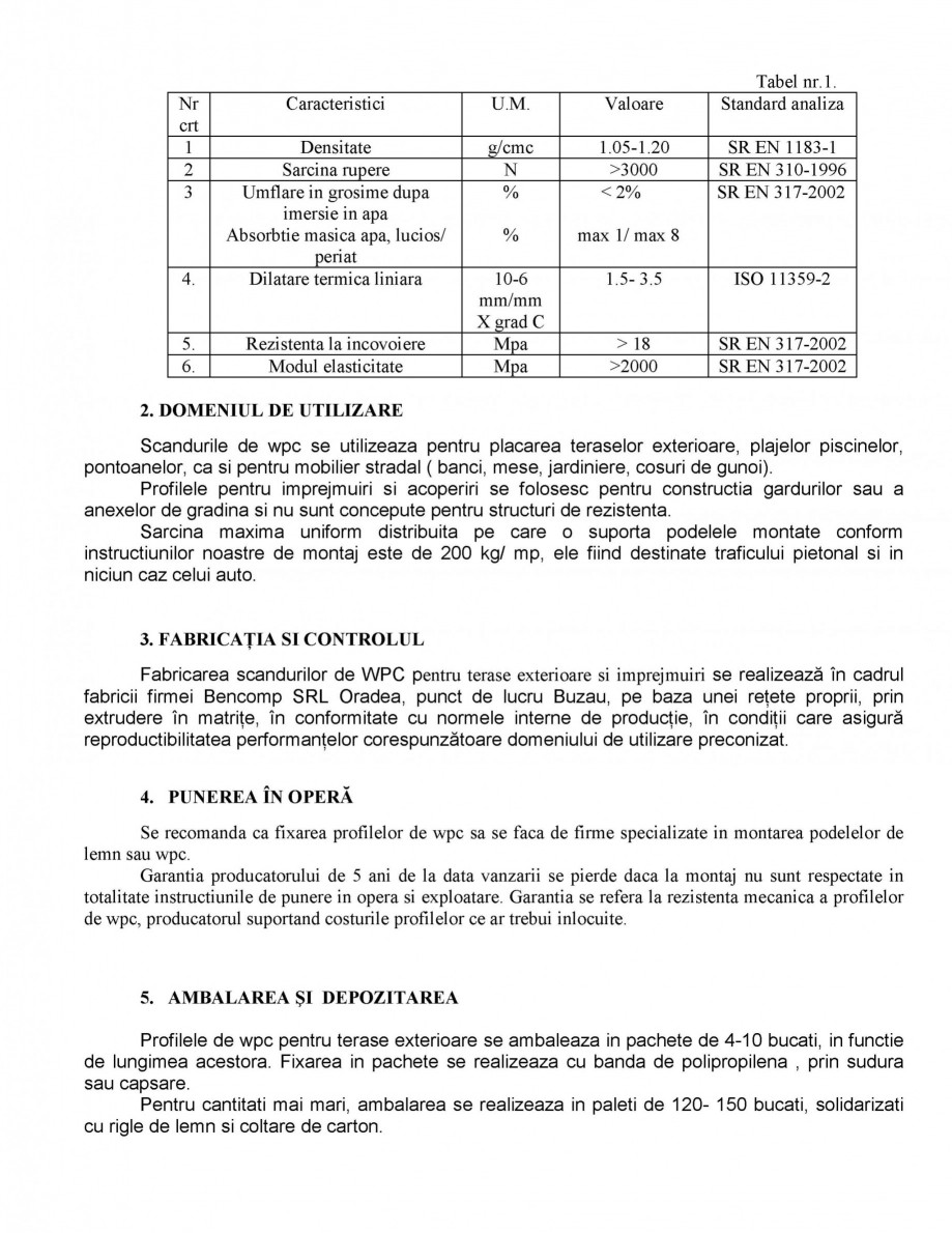 Pagina 2-Profile din lemn WPC BENCOMP Fisa tehnica Romana 