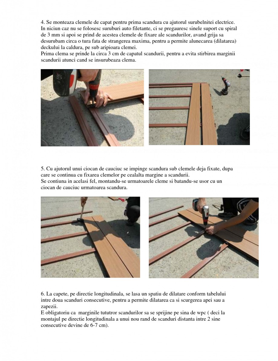 Pagina 2-Montajul si intretinerea placilor din lemn WPC BENCOMP Instructiuni montaj, utilizare Romana ntre...