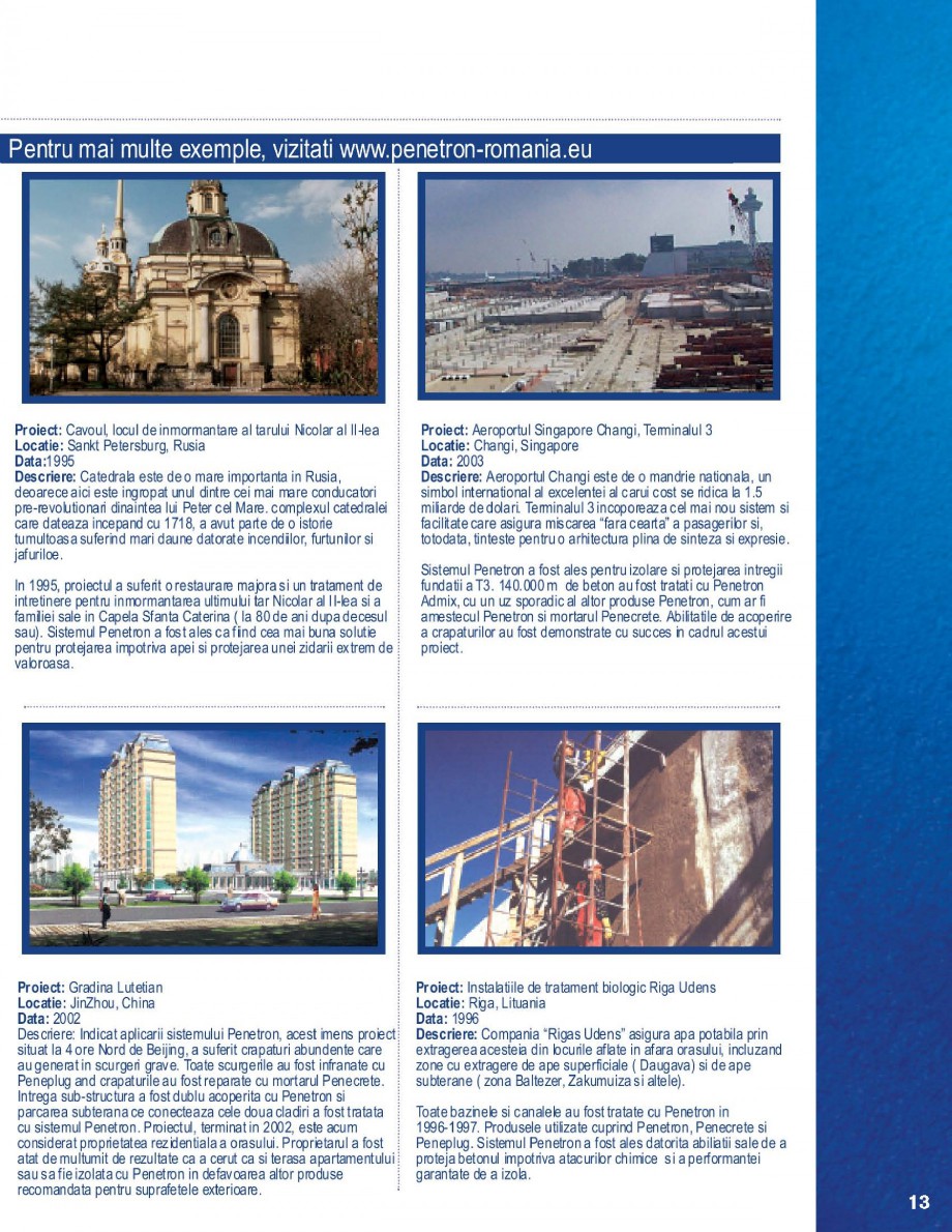Pagina 13 - Penetron - Protectia totala a betonului  Catalog, brosura Romana 