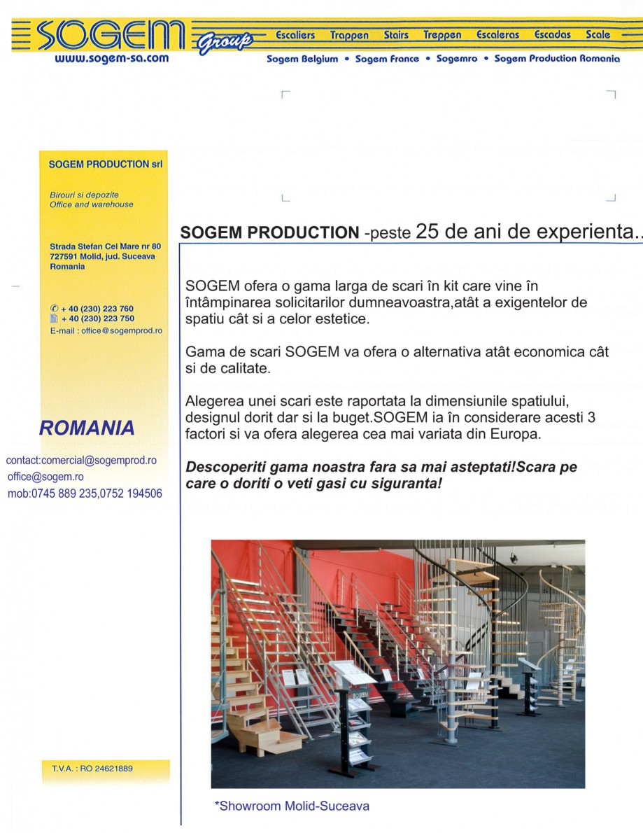 Pagina 1 - Scari pe structura din lemn si metal SOGEM Catalog, brosura Romana SOGEM PRODUCTION...