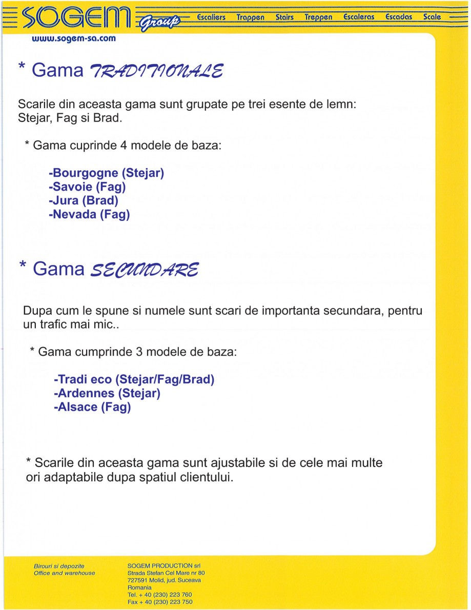 Pagina 4-Scari pe structura din lemn si metal SOGEM Catalog, brosura Romana u placari preturile sunt...