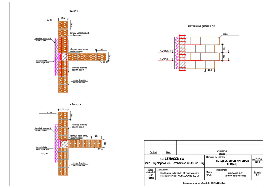 Pagina 1-CAD-PDF Intersectie in T CEMACON Detaliu de montaj EVOCERAMIC EC 29 