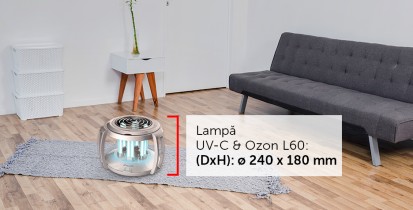 Dimensiuni lampa de sterilizare L60 SMART Lampa UV-C cu ozon