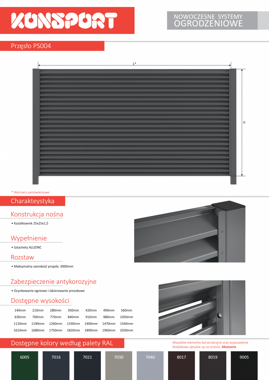 Pagina 1-Panou gard metalic rezidential KONSPORT PS 004 Fisa tehnica Poloneza 