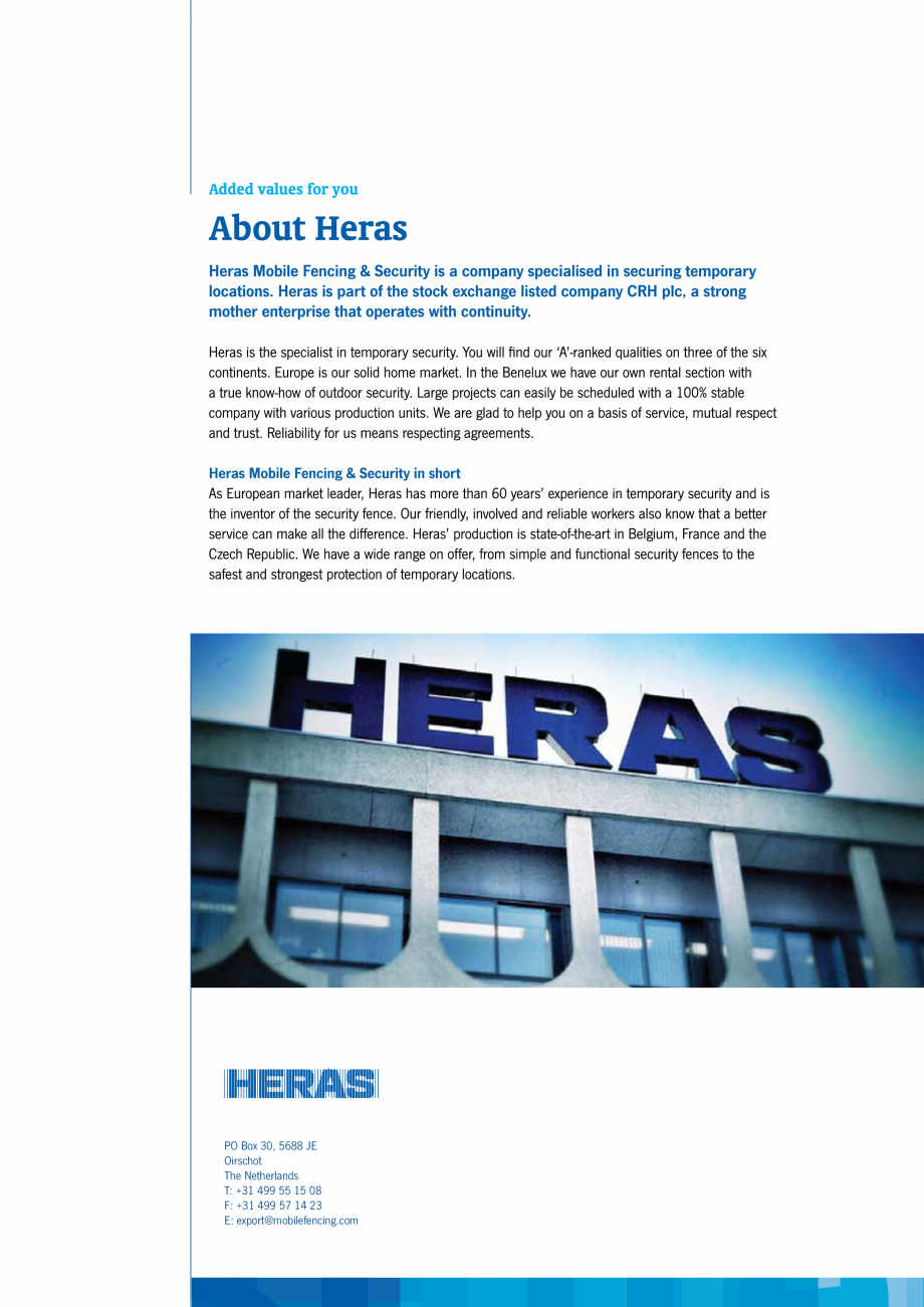 Pagina 12-Garduri mobile  HERAS M125, M130, M350, M400, Tip jandarmerie Catalog, brosura Engleza 