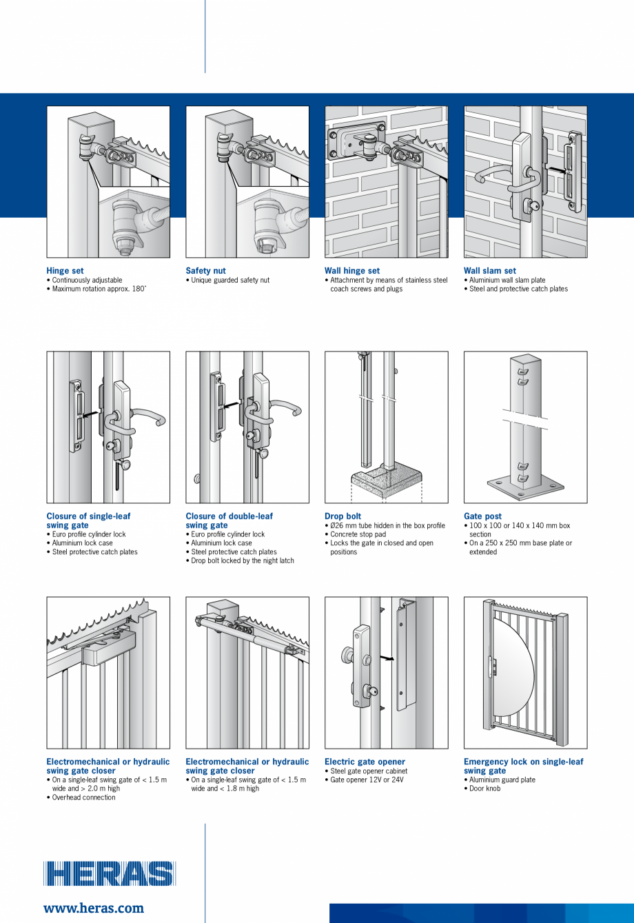 Pagina 2-Porti de acces batante  HERAS Fisa tehnica Engleza tromechanical or hydraulic
swing gate closer
...