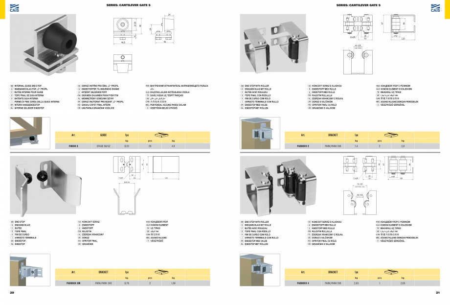Pagina 12-Sisteme si accesorii pentru porti autoportante CAIS Catalog, brosura Engleza ekintést és a...