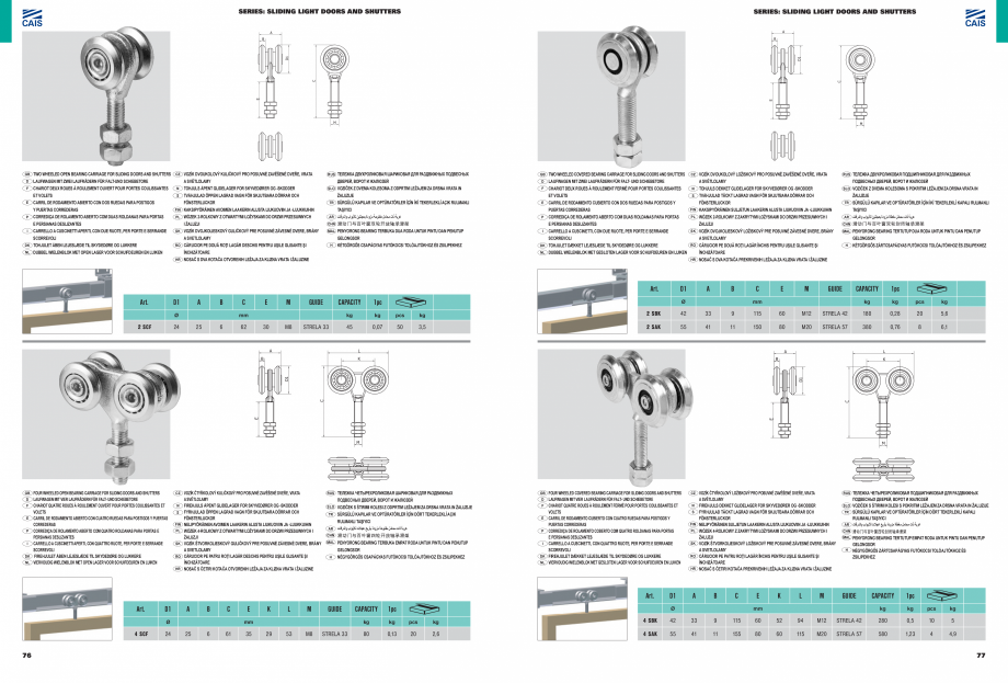 Pagina 40-Role si accesorii pentru porti culisante si usi de hala CAIS Catalog, brosura Romana, Engleza,...