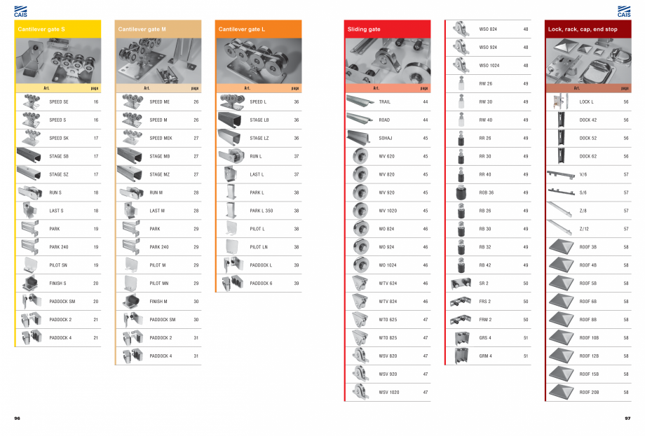 Pagina 50-Role si accesorii pentru porti culisante si usi de hala CAIS Catalog, brosura Romana, Engleza,...