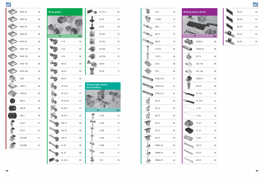 Pagina 51-Role si accesorii pentru porti culisante si usi de hala CAIS Catalog, brosura Romana, Engleza,...