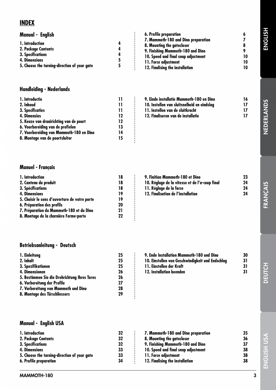 Pagina 3-Balama pentru porti pietonale - MAMMOTH 180 LOCINOX Instructiuni montaj, utilizare Engleza, Germana,...