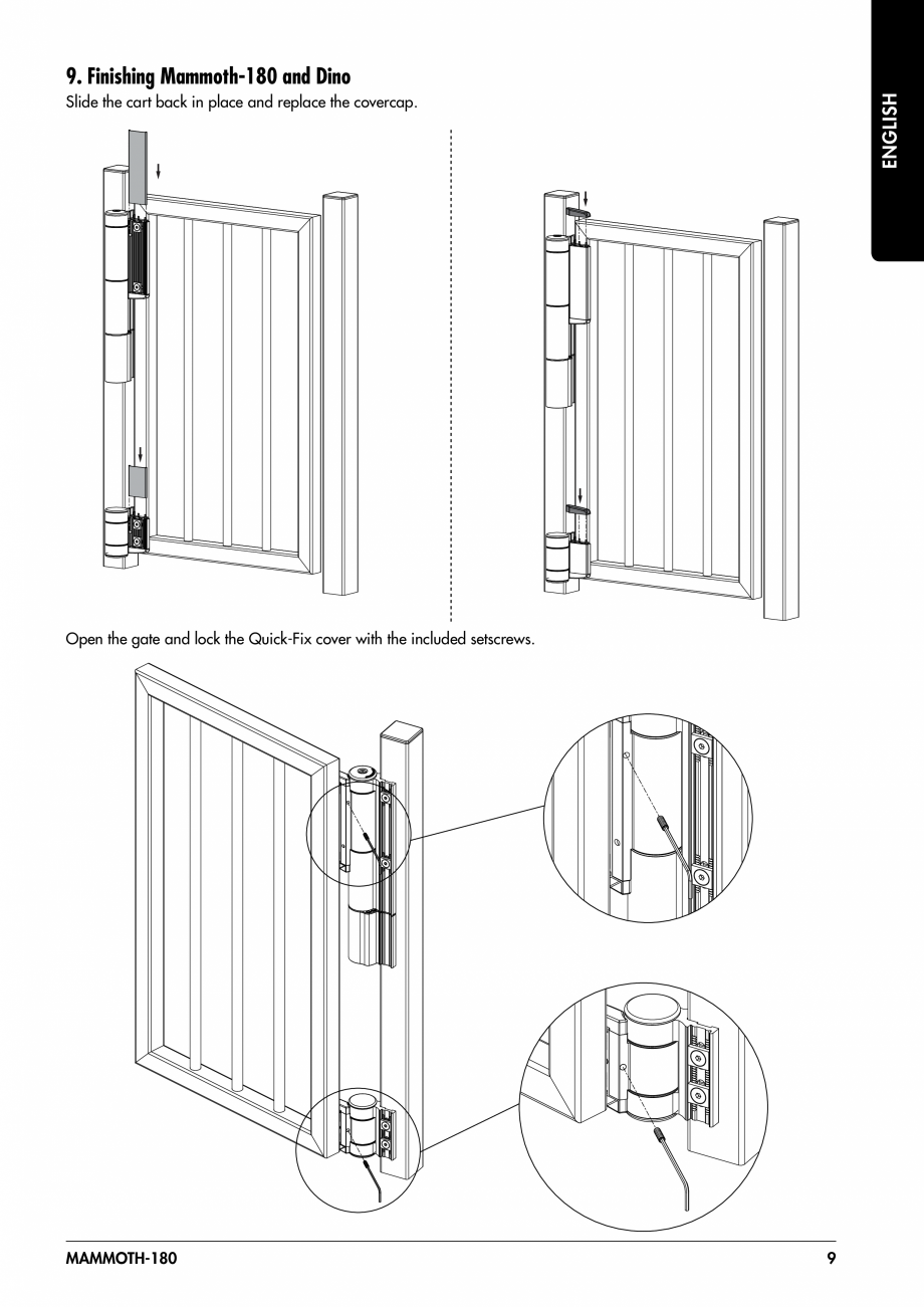 Pagina 9-Balama pentru porti pietonale - MAMMOTH 180 LOCINOX Instructiuni montaj, utilizare Engleza, Germana,...