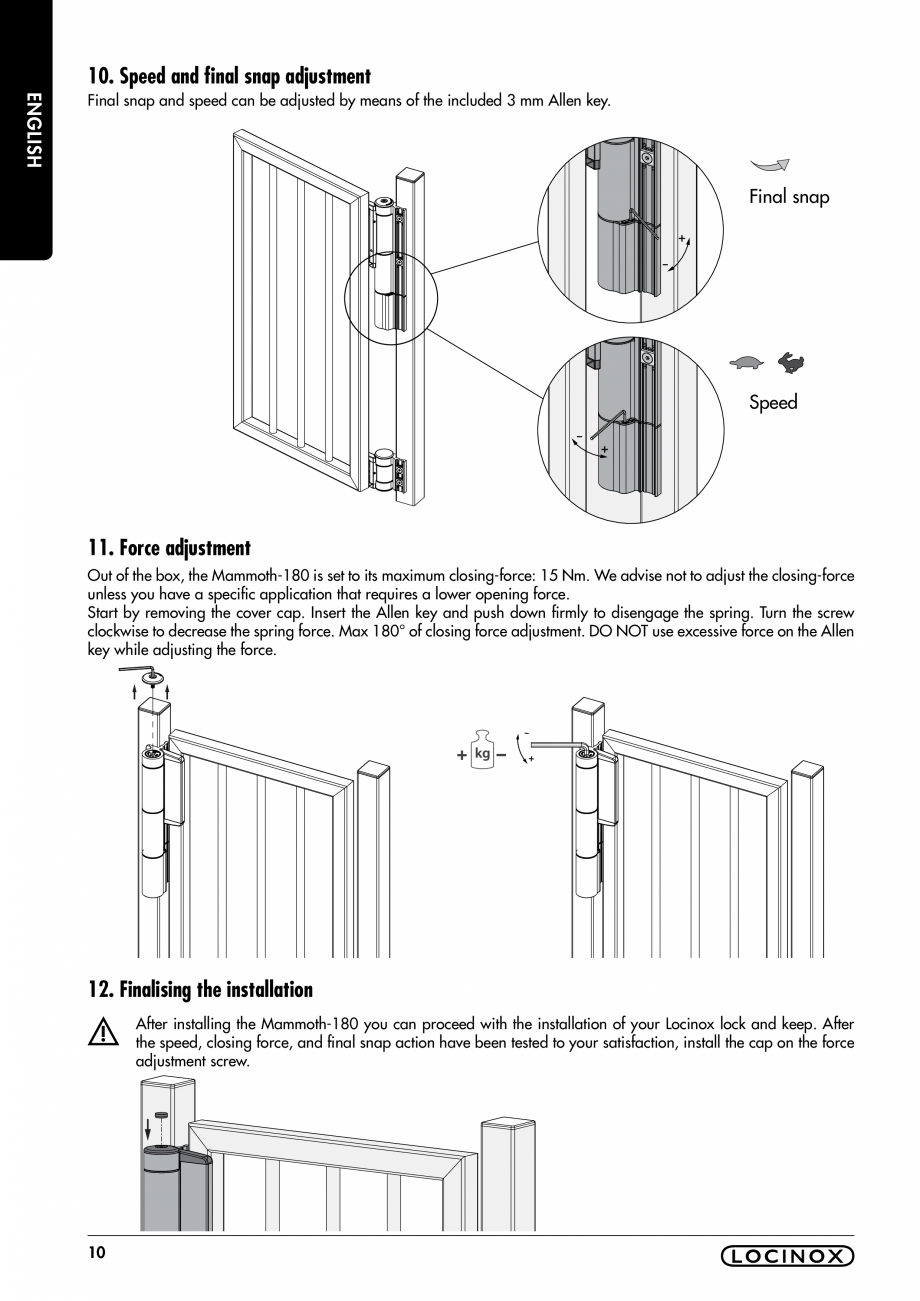 Pagina 10-Balama pentru porti pietonale - MAMMOTH 180 LOCINOX Instructiuni montaj, utilizare Engleza, Germana,...
