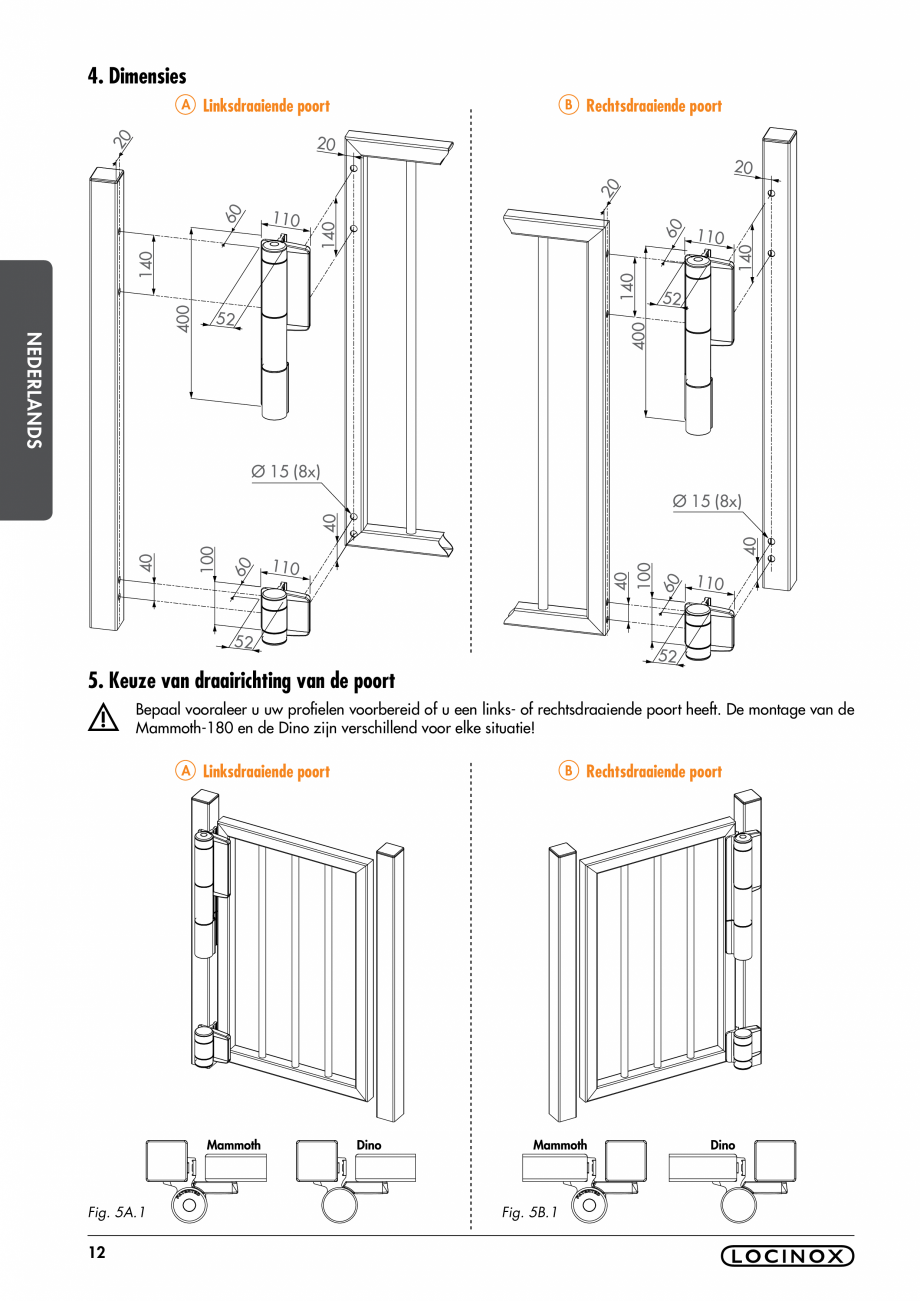 Pagina 12-Balama pentru porti pietonale - MAMMOTH 180 LOCINOX Instructiuni montaj, utilizare Engleza, Germana,...