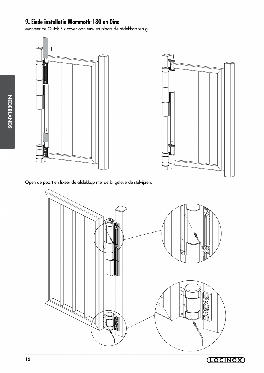 Pagina 16-Balama pentru porti pietonale - MAMMOTH 180 LOCINOX Instructiuni montaj, utilizare Engleza, Germana,...