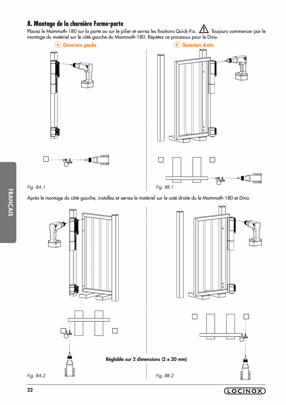 Pagina 22-Balama pentru porti pietonale - MAMMOTH 180 LOCINOX Instructiuni montaj, utilizare Engleza, Germana,...