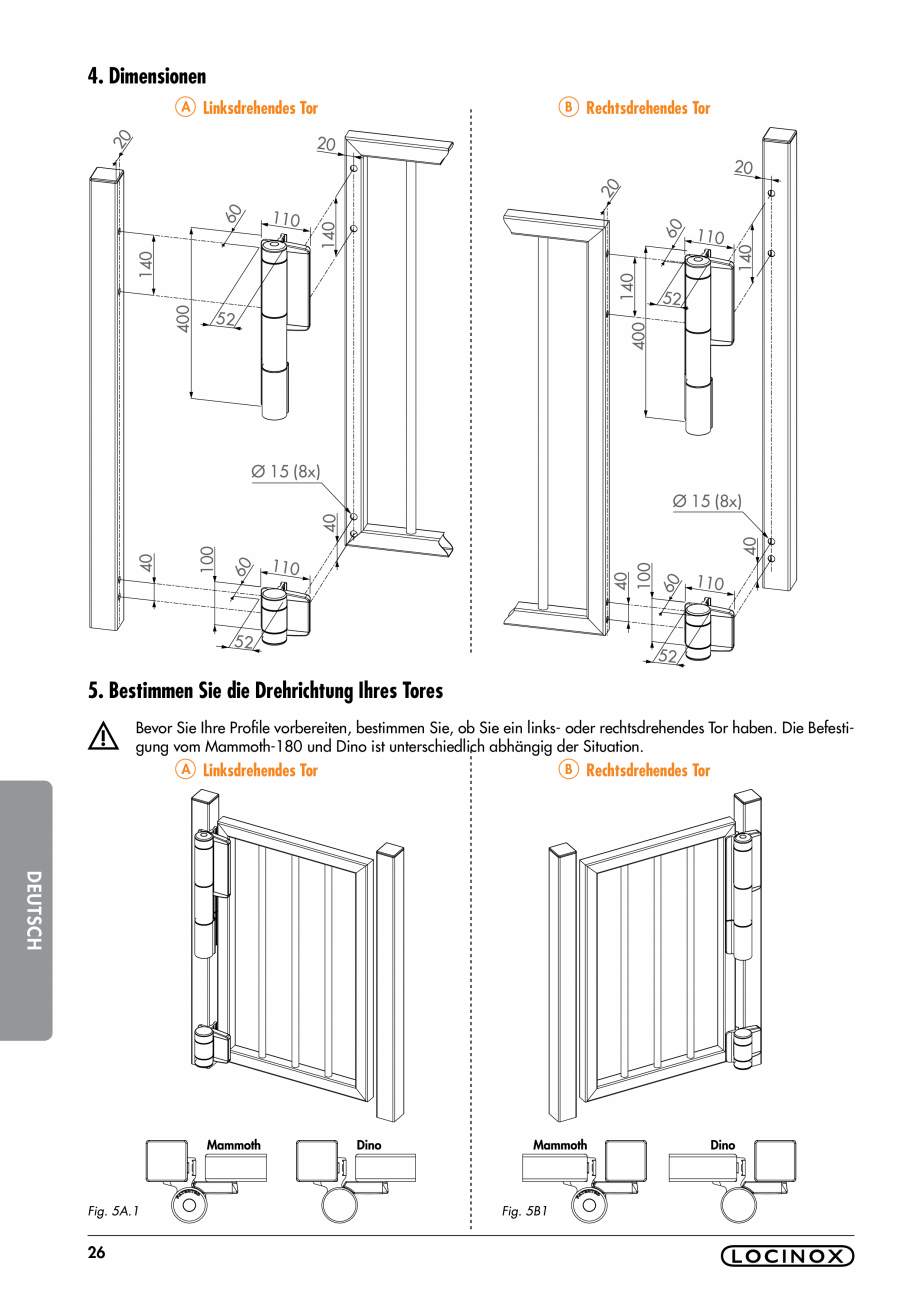 Pagina 26-Balama pentru porti pietonale - MAMMOTH 180 LOCINOX Instructiuni montaj, utilizare Engleza, Germana,...