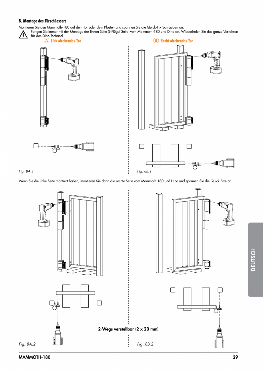 Pagina 29-Balama pentru porti pietonale - MAMMOTH 180 LOCINOX Instructiuni montaj, utilizare Engleza, Germana,...