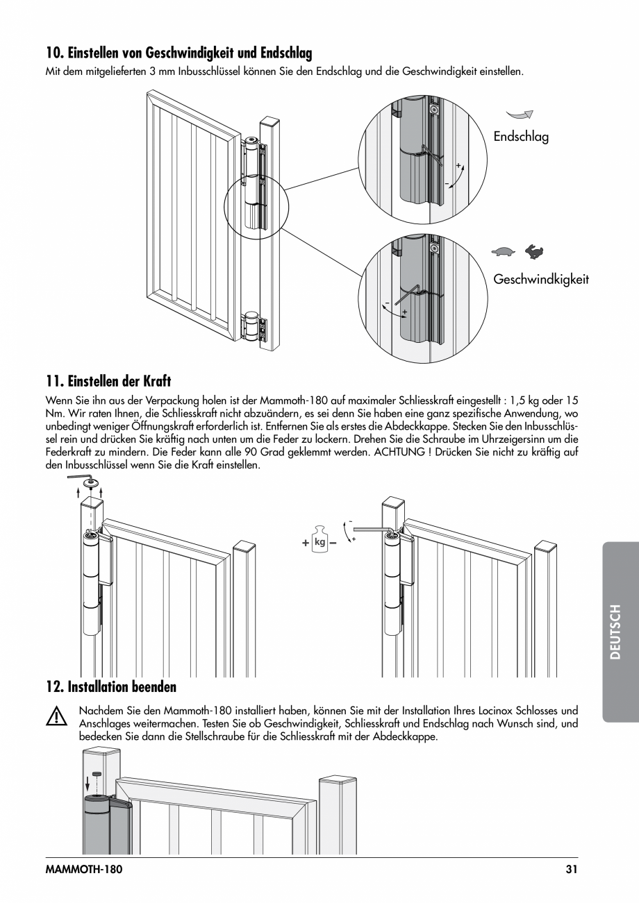 Pagina 31-Balama pentru porti pietonale - MAMMOTH 180 LOCINOX Instructiuni montaj, utilizare Engleza, Germana,...