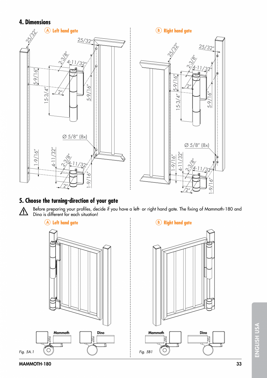 Pagina 33-Balama pentru porti pietonale - MAMMOTH 180 LOCINOX Instructiuni montaj, utilizare Engleza, Germana,...