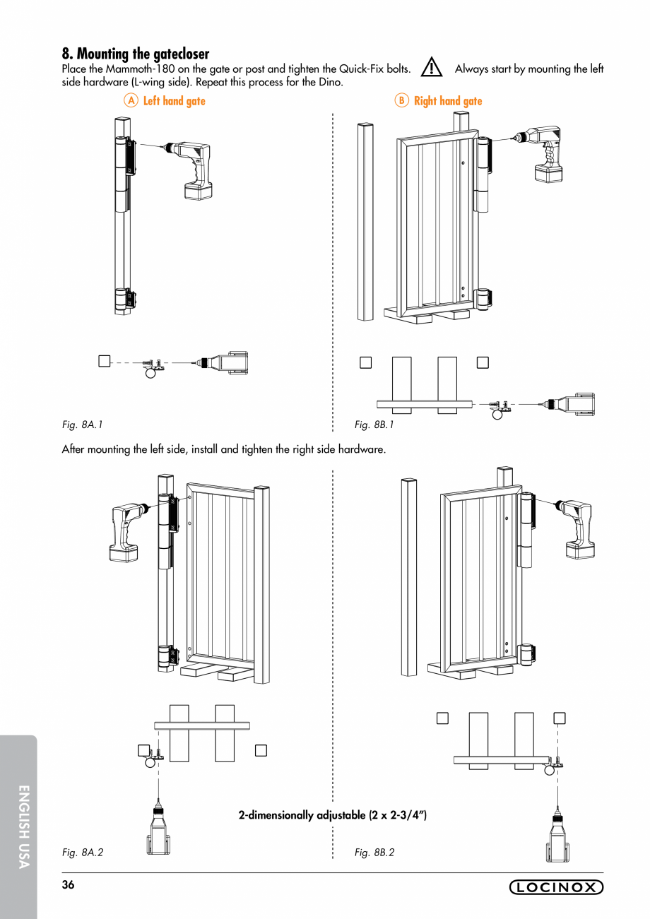 Pagina 36-Balama pentru porti pietonale - MAMMOTH 180 LOCINOX Instructiuni montaj, utilizare Engleza, Germana,...