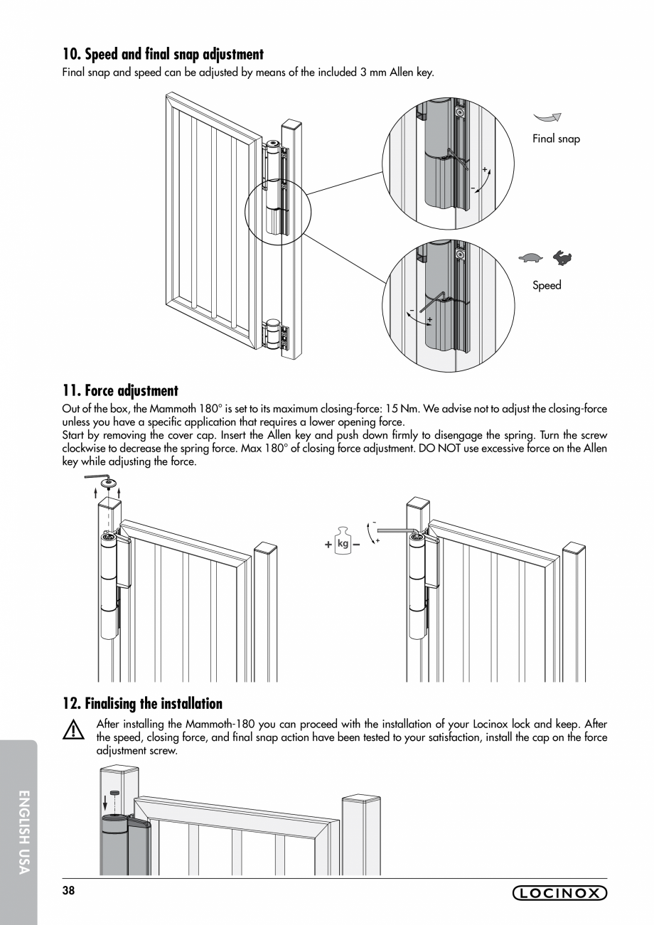 Pagina 38-Balama pentru porti pietonale - MAMMOTH 180 LOCINOX Instructiuni montaj, utilizare Engleza, Germana,...