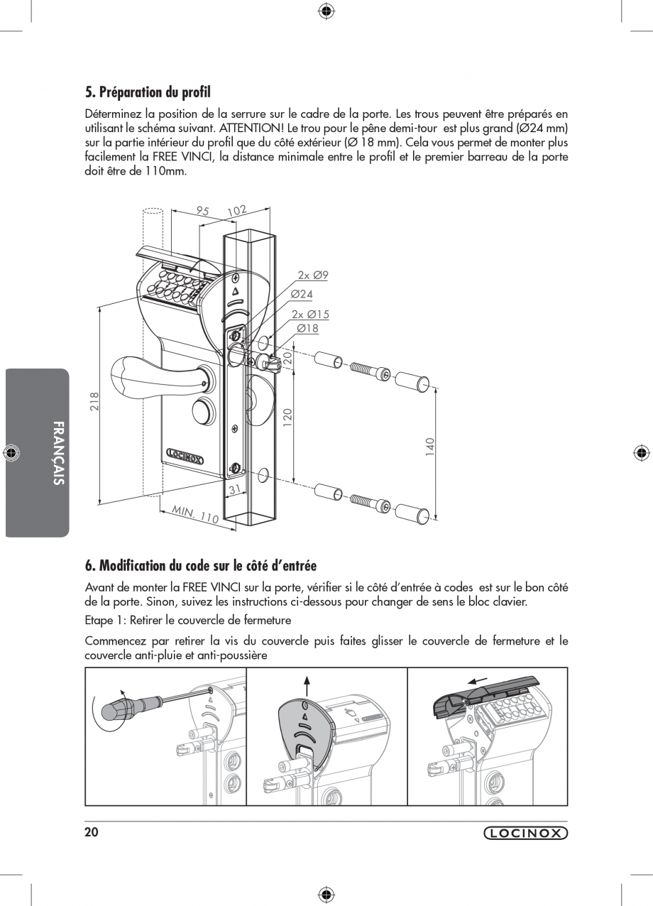 Pagina 2-Incuietoare cu cifru pentru porti pietonale - FREE VINCI LOCINOX LFKQ X1 Instructiuni montaj,...