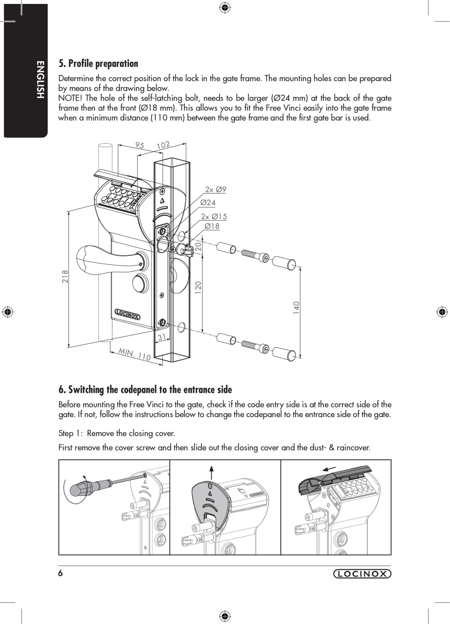 Pagina 7-Incuietoare cu cifru pentru porti pietonale - FREE VINCI LOCINOX LFKQ X1 Instructiuni montaj,...
