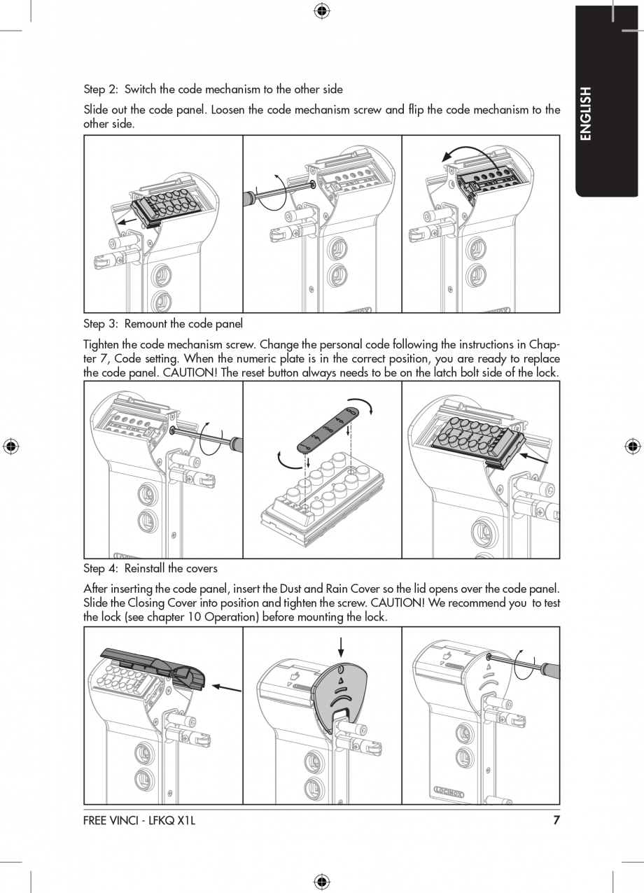 Pagina 8-Incuietoare cu cifru pentru porti pietonale - FREE VINCI LOCINOX LFKQ X1 Instructiuni montaj,...