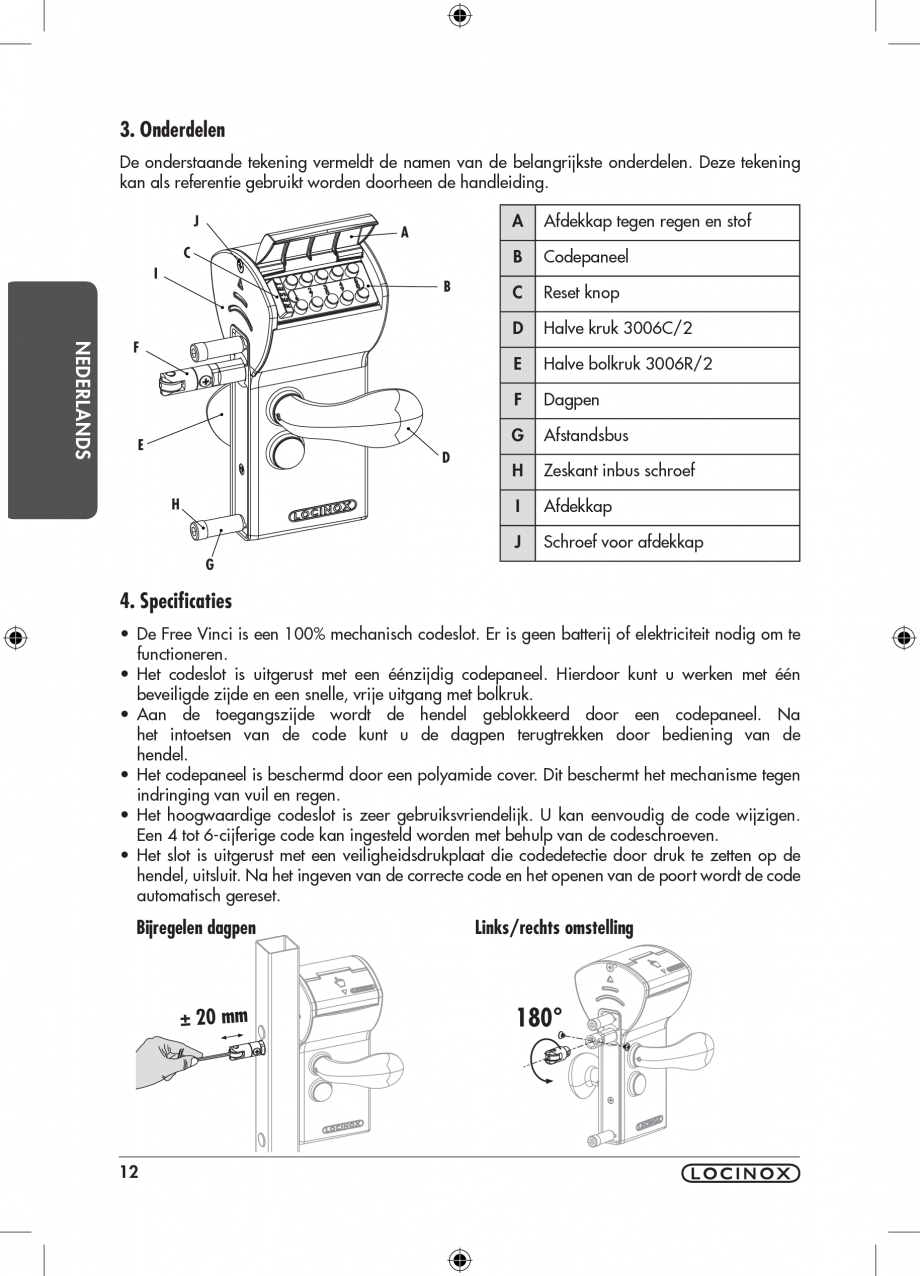 Pagina 13-Incuietoare cu cifru pentru porti pietonale - FREE VINCI LOCINOX LFKQ X1 Instructiuni montaj,...