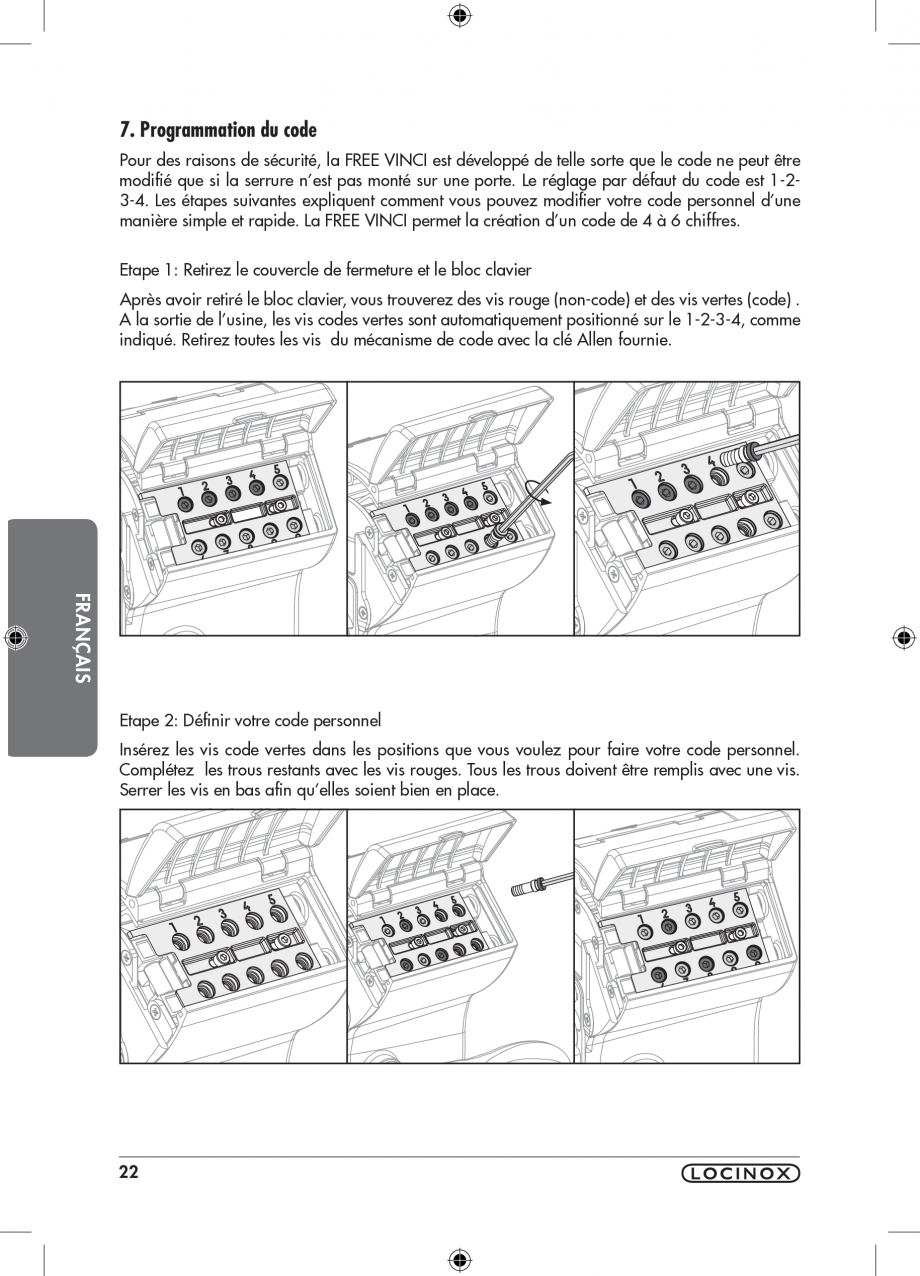 Pagina 22-Incuietoare cu cifru pentru porti pietonale - FREE VINCI LOCINOX LFKQ X1 Instructiuni montaj,...