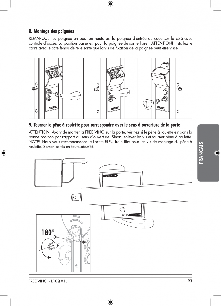 Pagina 23-Incuietoare cu cifru pentru porti pietonale - FREE VINCI LOCINOX LFKQ X1 Instructiuni montaj,...