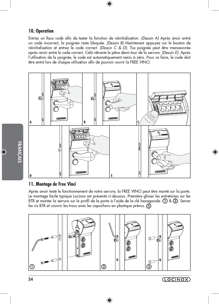 Pagina 24-Incuietoare cu cifru pentru porti pietonale - FREE VINCI LOCINOX LFKQ X1 Instructiuni montaj,...