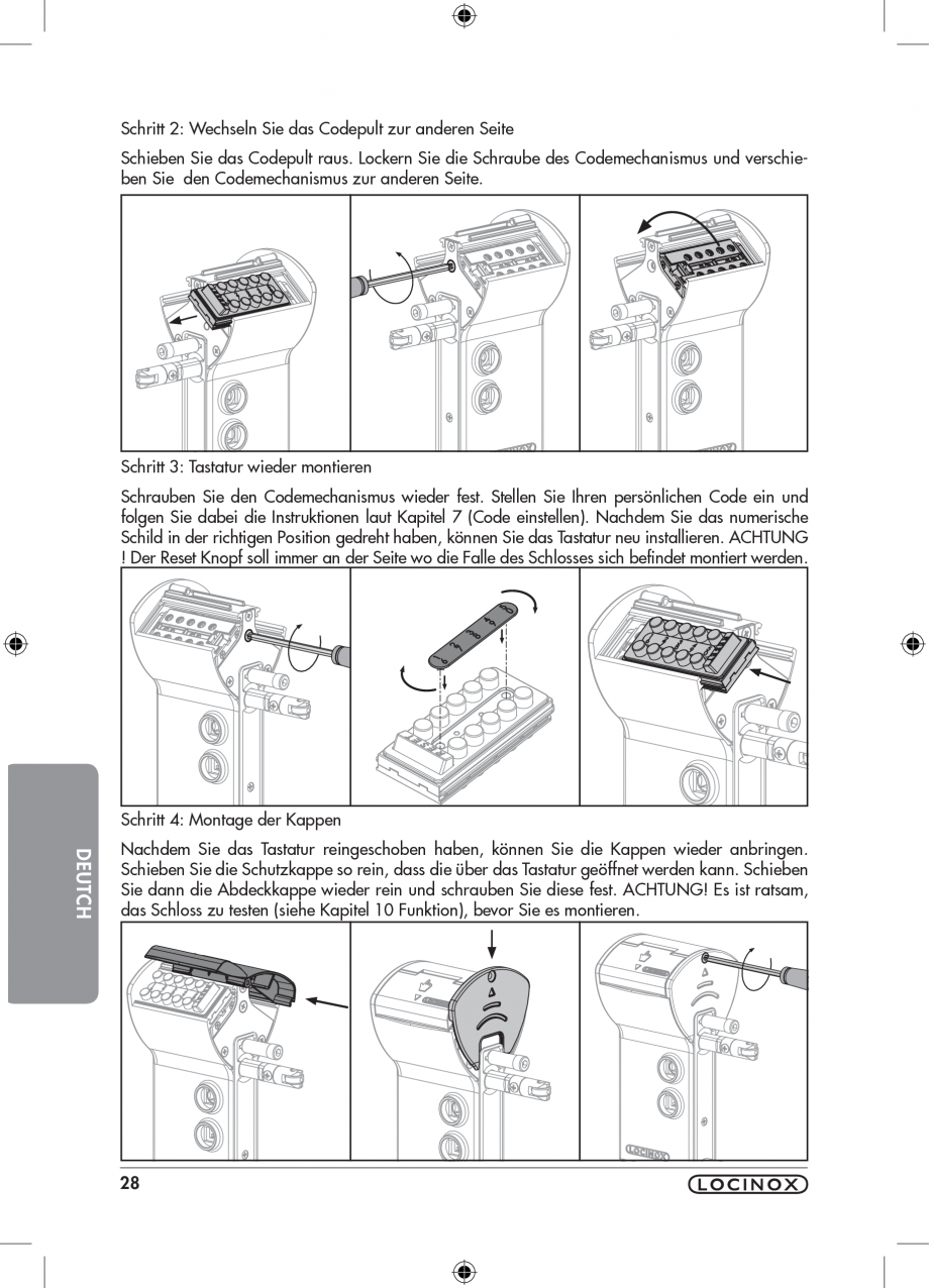 Pagina 28-Incuietoare cu cifru pentru porti pietonale - FREE VINCI LOCINOX LFKQ X1 Instructiuni montaj,...