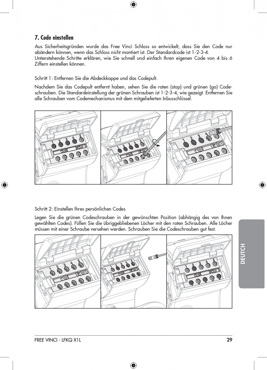 Pagina 29-Incuietoare cu cifru pentru porti pietonale - FREE VINCI LOCINOX LFKQ X1 Instructiuni montaj,...