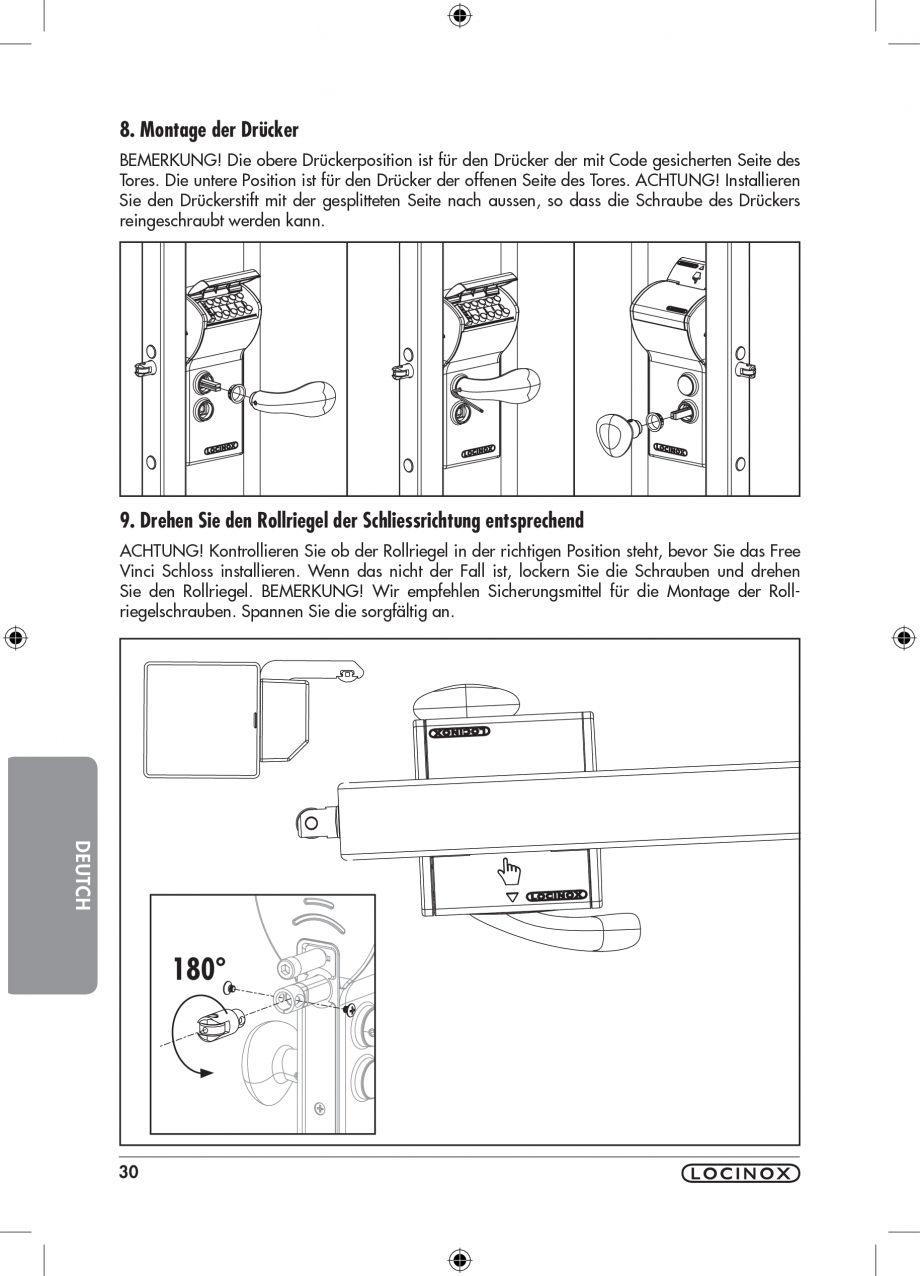 Pagina 30-Incuietoare cu cifru pentru porti pietonale - FREE VINCI LOCINOX LFKQ X1 Instructiuni montaj,...