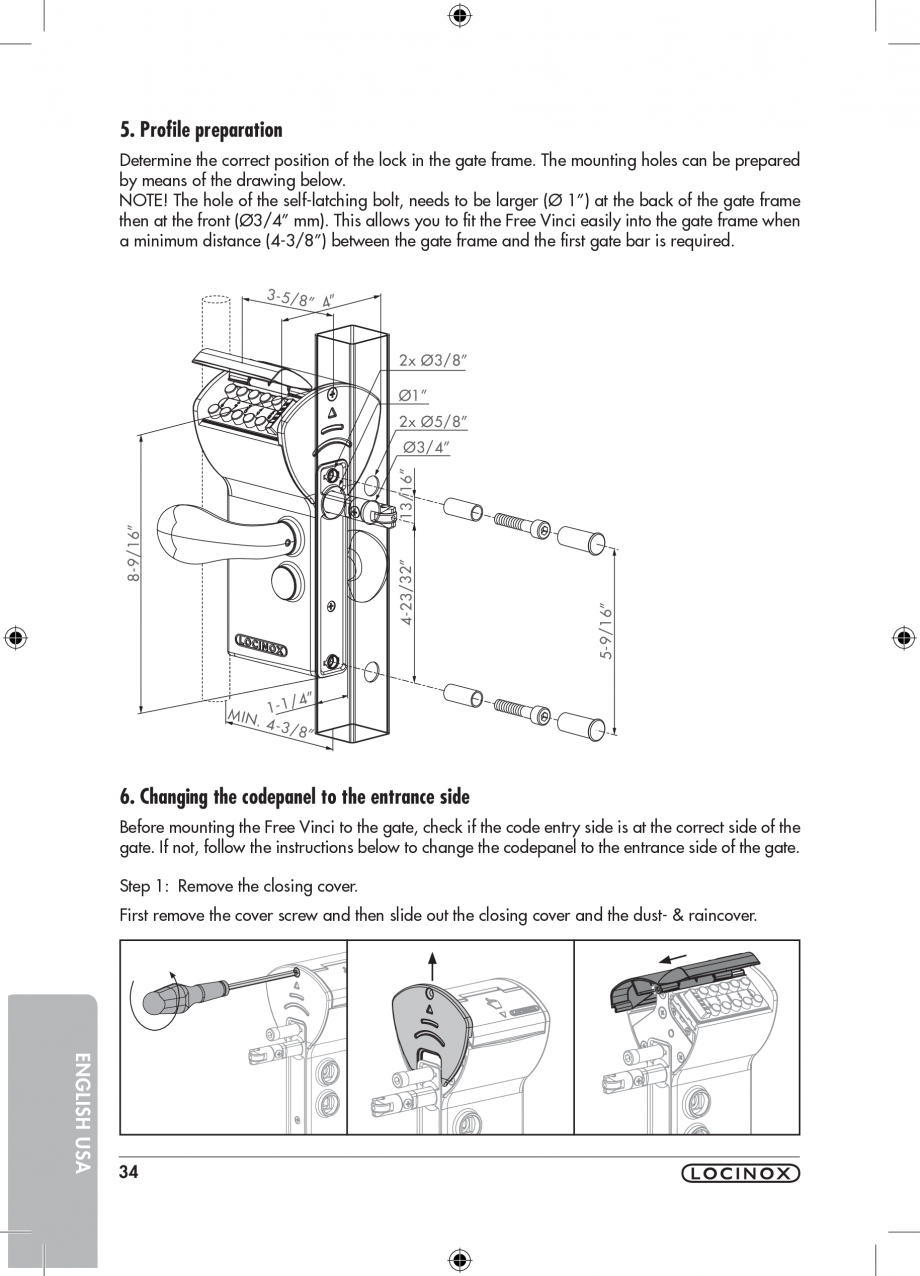 Pagina 34-Incuietoare cu cifru pentru porti pietonale - FREE VINCI LOCINOX LFKQ X1 Instructiuni montaj,...