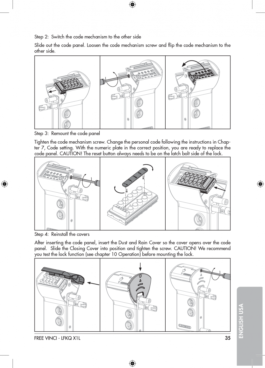 Pagina 35-Incuietoare cu cifru pentru porti pietonale - FREE VINCI LOCINOX LFKQ X1 Instructiuni montaj,...