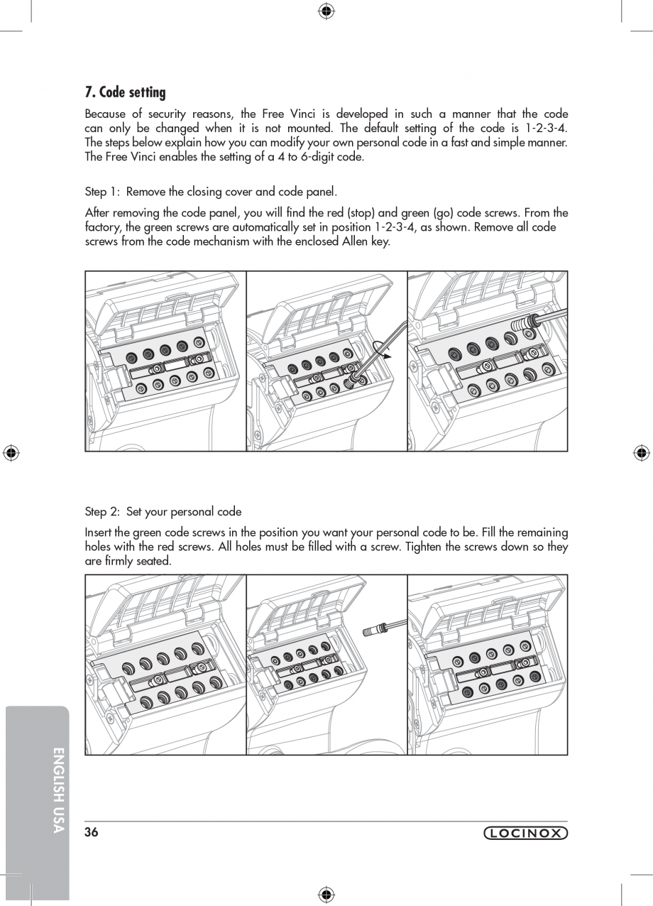 Pagina 36-Incuietoare cu cifru pentru porti pietonale - FREE VINCI LOCINOX LFKQ X1 Instructiuni montaj,...