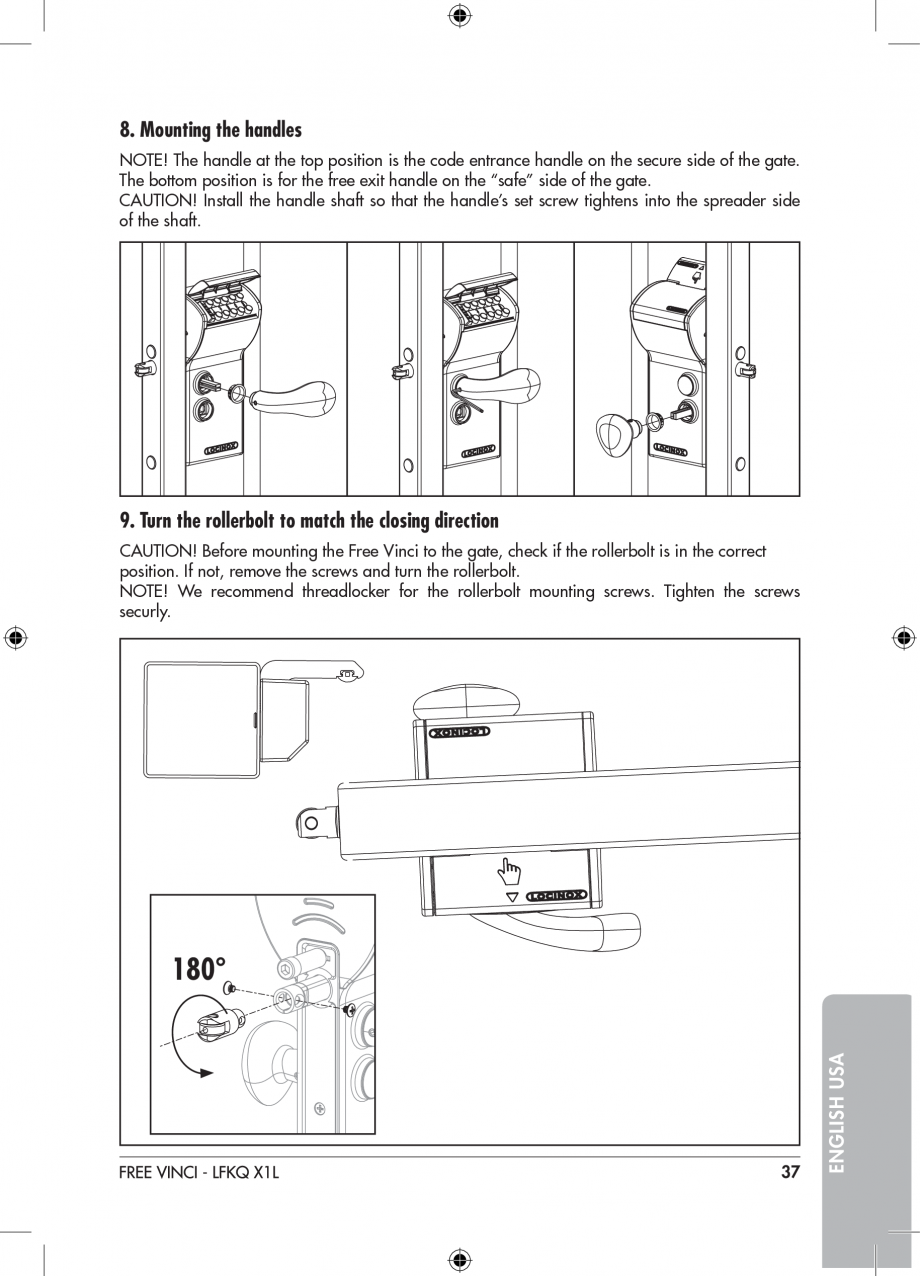 Pagina 37-Incuietoare cu cifru pentru porti pietonale - FREE VINCI LOCINOX LFKQ X1 Instructiuni montaj,...