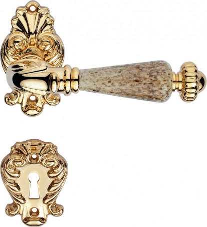 Maner NINFA PORCELAIN auriu, cu insertie de portelan NINFA PORCELAIN Manere deosebite pentru usi