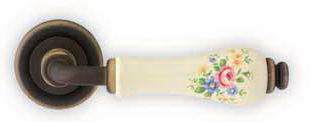Maner DALIA FIORE - insertie portelan cu flori de diverse culori DALIA FIORE Manere deosebite pentru