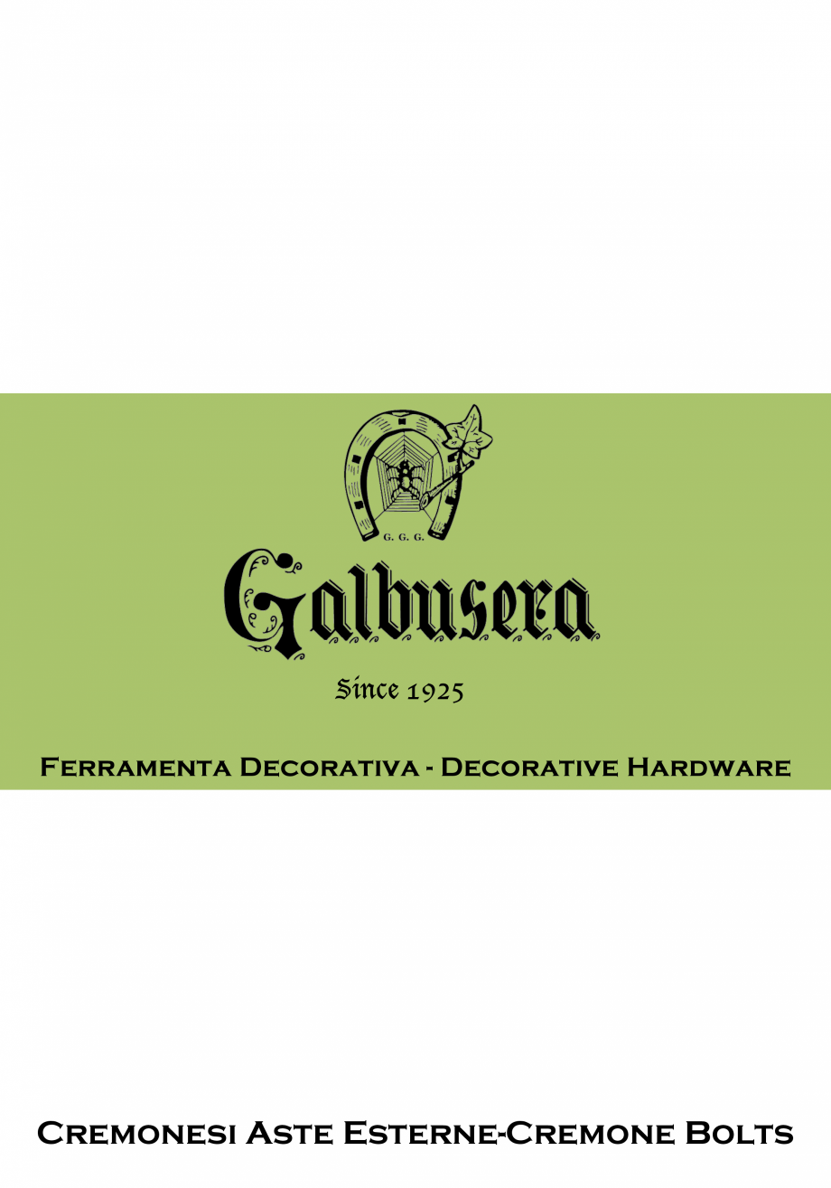 Pagina 1-Manere din fier forjat pentru ferestre GALBUSERA BAROC Catalog, brosura Engleza, Italiana Since 1925...