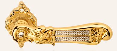 Maner usi de lux cu insertie de cristale Strass Swarovski pe rozeta auriu Tiffany Mesh Maner