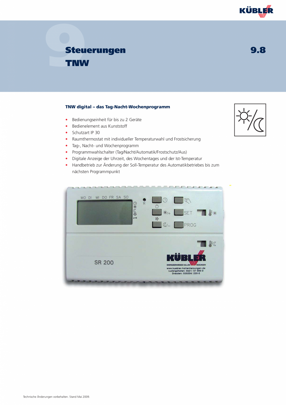 Pagina 1-Unitate de control digitala  KUBLER TNW-Digital Fisa tehnica Germana 9

Steuerungen
TNW

TNW digital...